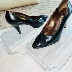 Worn Once: Excellent Condition-Bally Black Leather Heels for Women